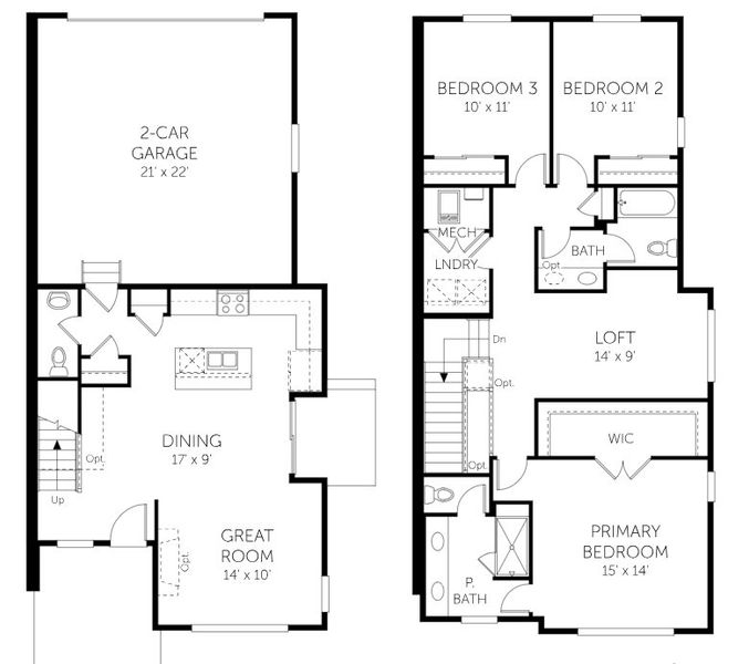 2D floor plan layout for the Tennyson - Paired Homes by Dream Finders Homes in Uplands, Westminster, CO (Image 5).