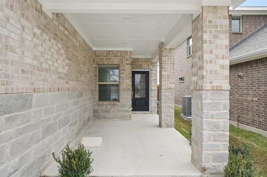 Exterior details and patio area of a home in Parks at Foster Crossing - Spring Series, Anna (Image 3).