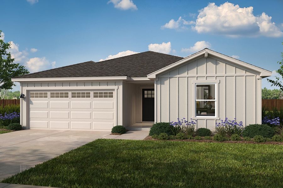 Representative exterior photo of a completed home built from the 2382 by KB Home in Watermill – Classic Collection, Uhland, TX (Image 5). Representative exterior photo of a completed home built from the 2382 by KB Home in Watermill – Classic Collection, Uhland, TX (Image 5).