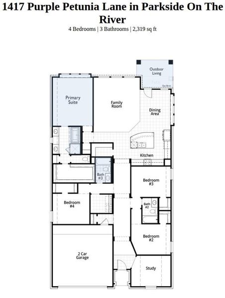 2D floor plan layout of this home in Parkside On The River, Georgetown, TX (Image 2). 2D floor plan layout of this home in Parkside On The River, Georgetown, TX (Image 2).