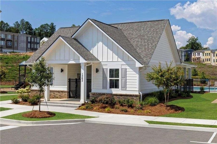 Front exterior of a new home in , Atlanta, GA, highlighting curb appeal (Image 1). Front exterior of a new home in , Atlanta, GA, highlighting curb appeal (Image 1).