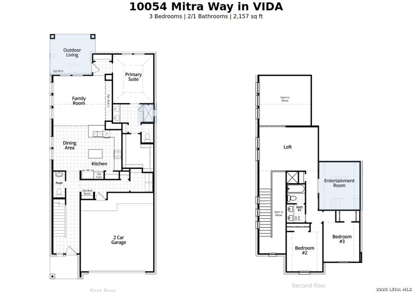 2D floor plan layout of this home in VIDA, San Antonio, TX (Image 4).