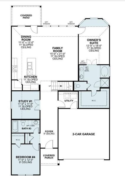 2D floor plan layout of this home in Pinewood at Grand Texas, New Caney, TX (Image 3).