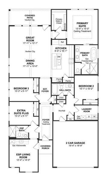 2D floor plan layout for the Pasadena ESP by K. Hovnanian® Homes in Oakberry Trails, Waller, TX (Image 3). 2D floor plan layout for the Pasadena ESP by K. Hovnanian® Homes in Oakberry Trails, Waller, TX (Image 3).