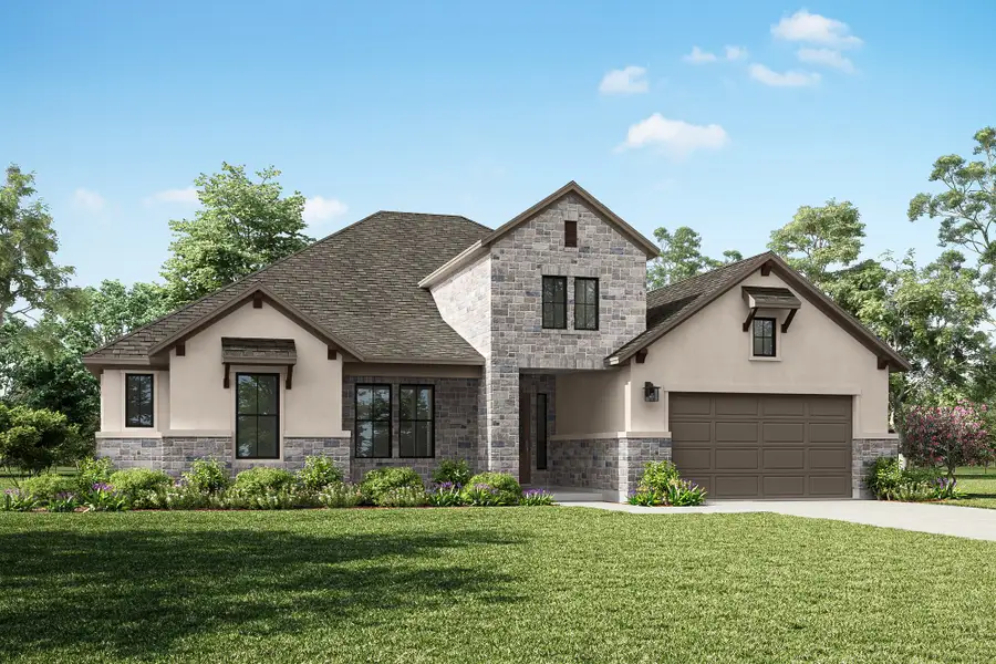 Representative exterior photo of a completed home built from the Aurelia by Tri Pointe Homes in Noven, Leander, TX (Image 2). Representative exterior photo of a completed home built from the Aurelia by Tri Pointe Homes in Noven, Leander, TX (Image 2).