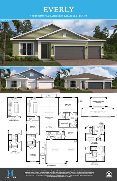 2D floor plan layout for the Everly by Hartizen Homes in Eden Crest, Apopka, FL (Image 3).