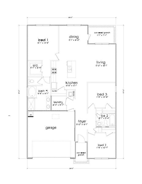 2D floor plan layout for the The Aria by D.R. Horton in Hodges Bayou Plantation, Panama City, FL (Image 5).