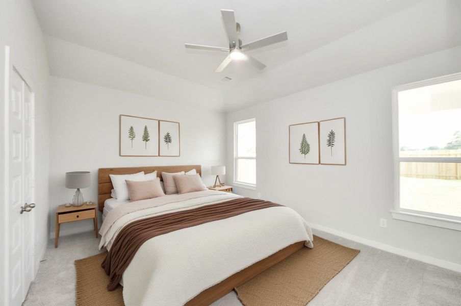 Virtually Staged - Primary Bedroom. Sample photo of completed home with similar floor plan. Actual colors and selections may vary.