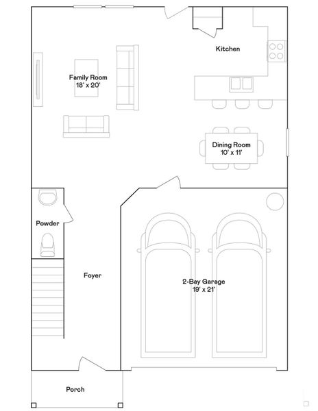 2D floor plan layout of this home in Valor Park: Cottage Collection, Bay City, TX (Image 3).
