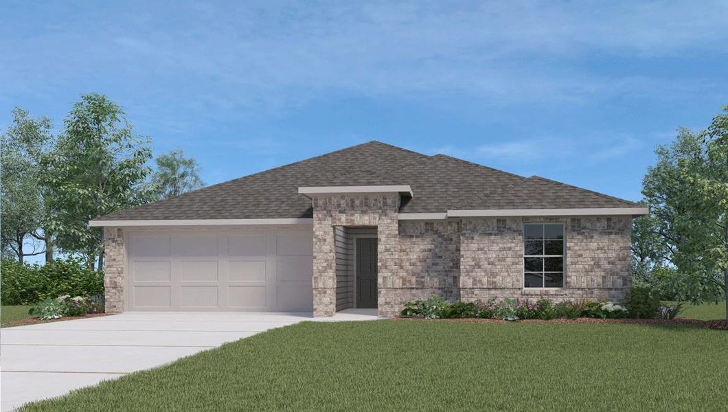 A classic brick exterior offers timeless curb appeal to this single-story home. A classic brick exterior offers timeless curb appeal to this single-story home.