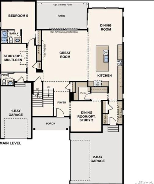 2D floor plan layout of this home in Trails at Smoky Hill, Parker, CO (Image 7).