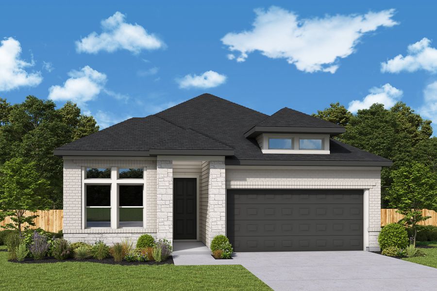 Representative exterior photo of a completed home built from the The Conroe by David Weekley Homes in Grange 45' Homesites, Katy, TX (Image 19). Representative exterior photo of a completed home built from the The Conroe by David Weekley Homes in Grange 45' Homesites, Katy, TX (Image 19).