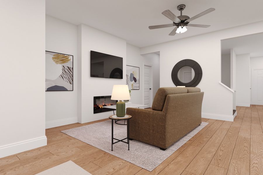 Representative furnished interior of a home built from the Lantana by Beazer Homes in Saratoga: Fields 40', Aubrey (Image 8). Representative furnished interior of a home built from the Lantana by Beazer Homes in Saratoga: Fields 40', Aubrey (Image 8).