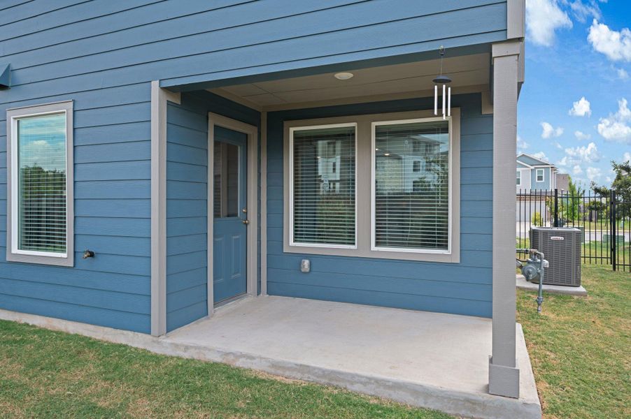 Exterior details and patio area of a home in Stoney Ridge, Del Valle (Image 20). Exterior details and patio area of a home in Stoney Ridge, Del Valle (Image 20).