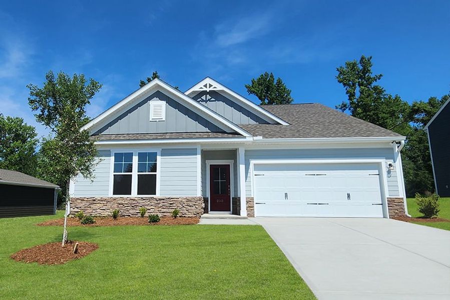 Front exterior of a new home in The Beacon at Old Peachtree Single Family Homes, Lawrenceville, GA, highlighting curb appeal (Image 32).