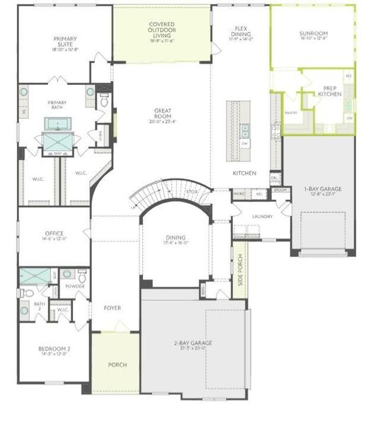 2D floor plan layout of this home in Sienna 80′, Missouri City, TX (Image 3).