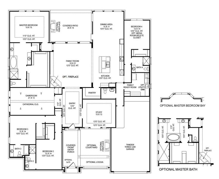 2D floor plan layout for the Hanover 3968 by J. Patrick Homes in Jubilee 80′ Lots, Hockley, TX (Image 5).