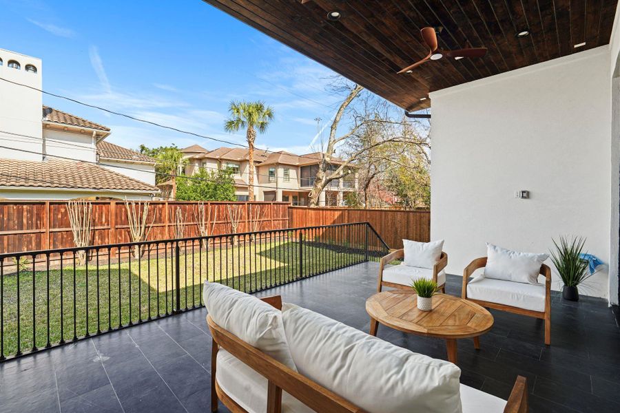 Exterior details and patio area of a home in , Bellaire (Image 3). Exterior details and patio area of a home in , Bellaire (Image 3).