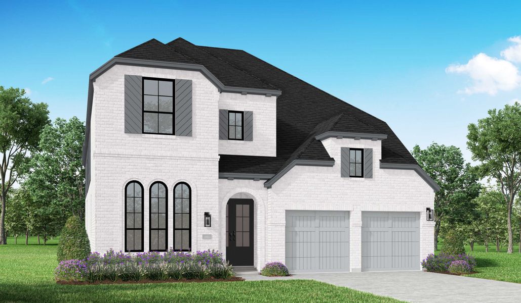 Representative exterior photo of a completed home built from the 569 Plan by Highland Homes in Star Trail: 55ft. lots, Prosper, TX (Image 2). Representative exterior photo of a completed home built from the 569 Plan by Highland Homes in Star Trail: 55ft. lots, Prosper, TX (Image 2).