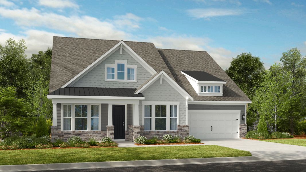 Representative exterior photo of a completed home built from the Pikewood by Taylor Morrison in Walden Woodlands, Huntersville, NC (Image 2). Representative exterior photo of a completed home built from the Pikewood by Taylor Morrison in Walden Woodlands, Huntersville, NC (Image 2).