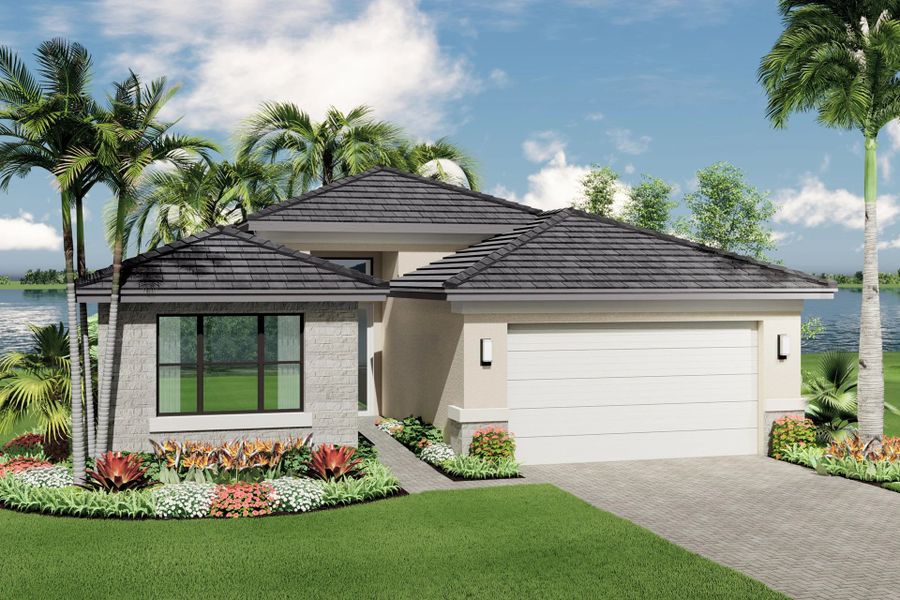 Exterior rendering of this home design in Valencia Parc at Riverland, Port St. Lucie, FL (Image 1). Exterior rendering of this home design in Valencia Parc at Riverland, Port St. Lucie, FL (Image 1).