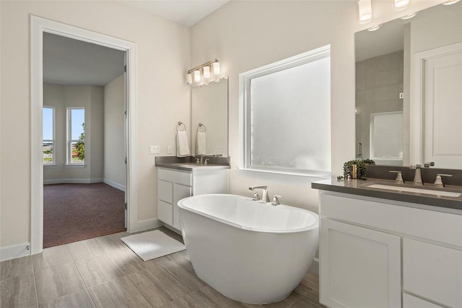 Dual Vanity and soaking tub