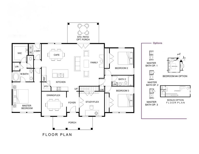 2D floor plan layout for the Fischer by Hunter Quinn Homes in Beaufort County Homes, Beaufort, SC (Image 5).