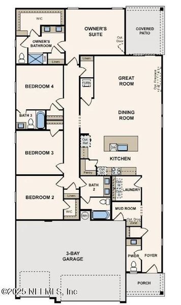 2D floor plan layout of this home in The Magnolia Series at Reserve East, Flagler Beach, FL (Image 5).