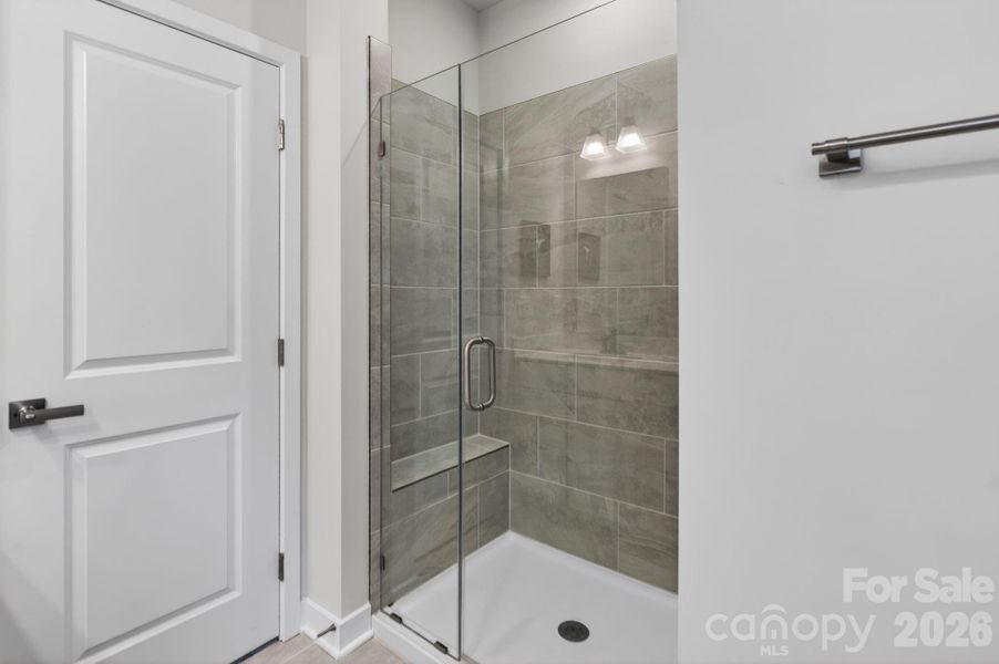 Walk-in tile shower