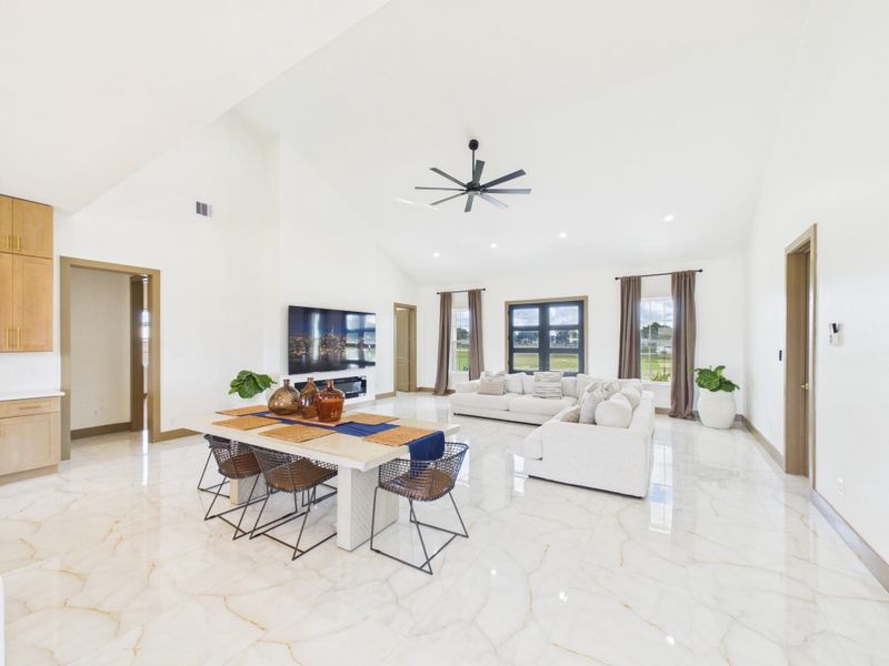 Spacious dining area flowing seamlessly into the living room, perfect for everyday living and entertaining