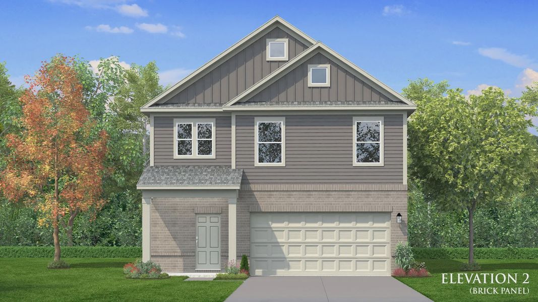 Front exterior of a new home in Spring Branch, Smyrna, TN, highlighting curb appeal (Image 1). Front exterior of a new home in Spring Branch, Smyrna, TN, highlighting curb appeal (Image 1).