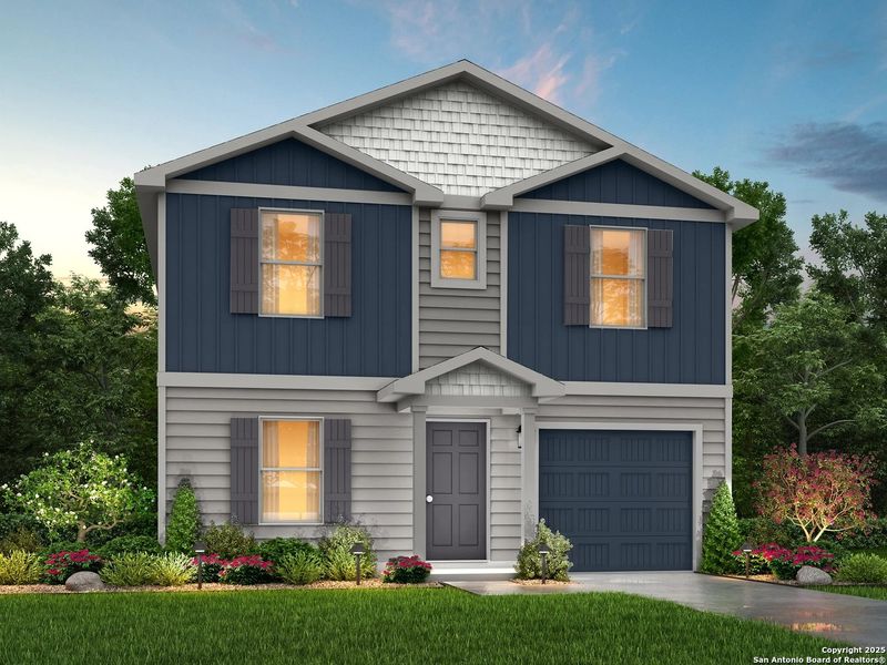 Front exterior of a new home in Las Colinas, Kenedy, TX, highlighting curb appeal (Image 2). Front exterior of a new home in Las Colinas, Kenedy, TX, highlighting curb appeal (Image 2).