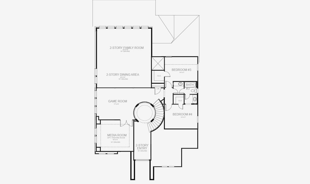 2D floor plan layout for the 3484M by Perry Homes in Hidden Canyon 55', San Antonio, TX (Image 3).