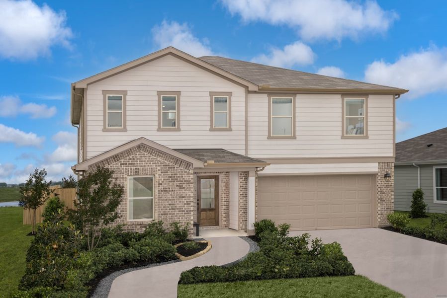 Representative exterior photo of a completed home built from the 2444 Modeled by KB Home in Saddlebrook Preserve, Beasley, TX (Image 20).