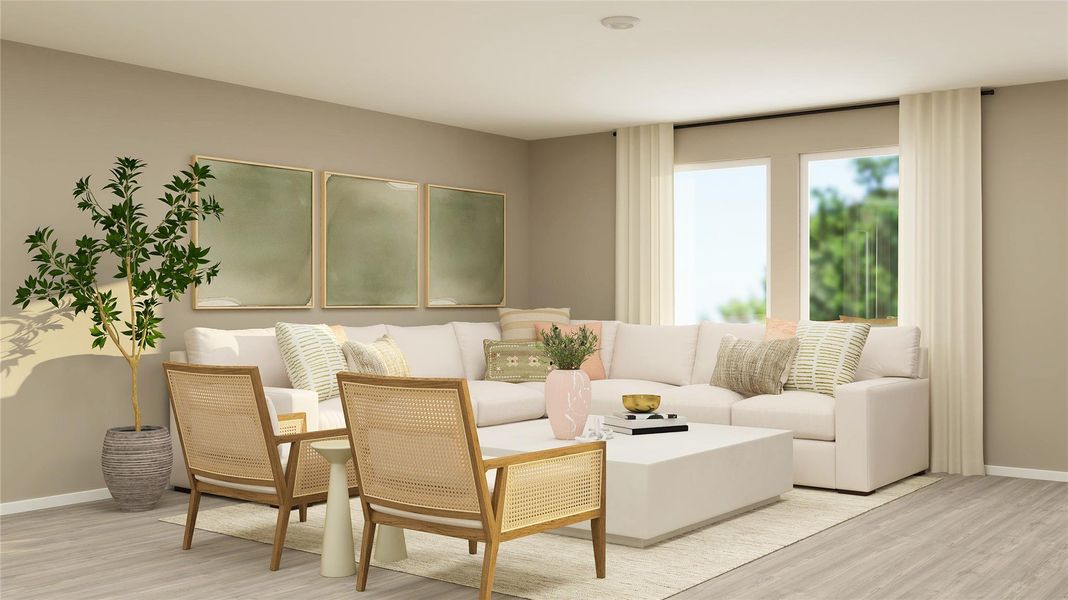 Furnished interior view inside a new home in Pradera: Watermill Collection, Uhland (Image 28). Furnished interior view inside a new home in Pradera: Watermill Collection, Uhland (Image 28).