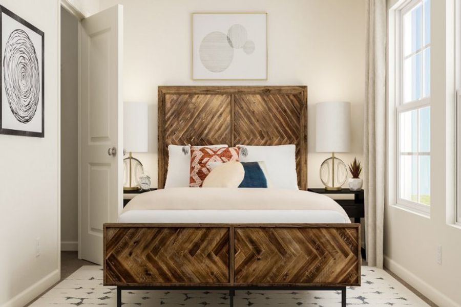 A bed in a room. A bed in a room.