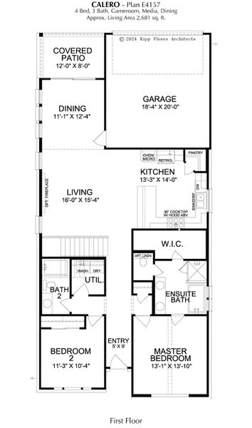 2D floor plan layout for the Calero by Landon Homes in Fields - East Village, Frisco, TX (Image 4). 2D floor plan layout for the Calero by Landon Homes in Fields - East Village, Frisco, TX (Image 4).