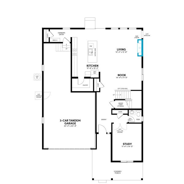 Main Level: Optional Linear Gas Fireplace