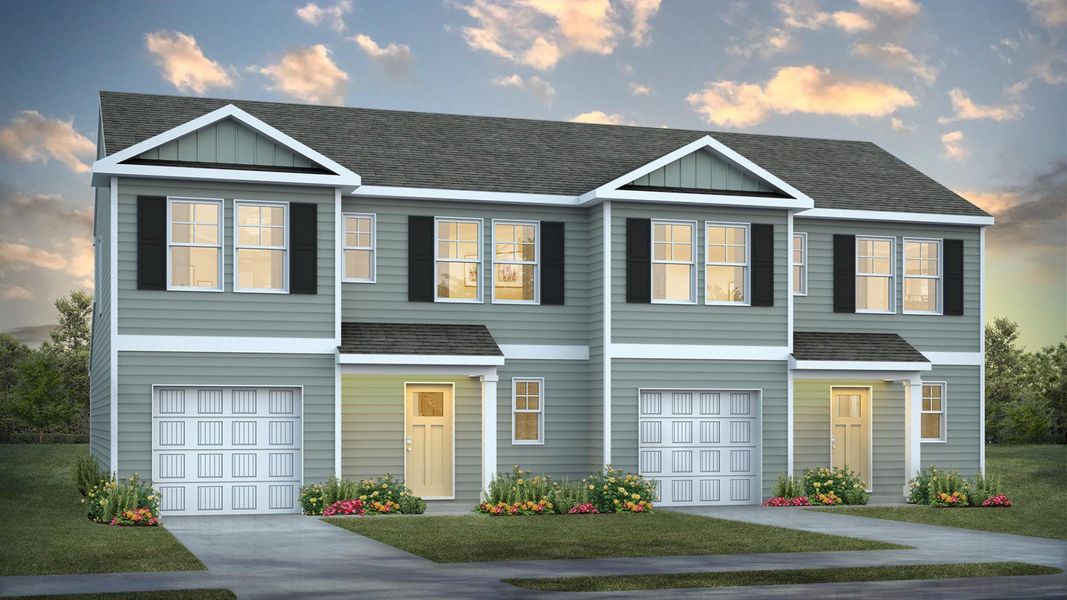 Representative exterior photo of a completed home built from the NORMAN TH by D.R. Horton in Grayson Park Duets, Leland, NC (Image 1).