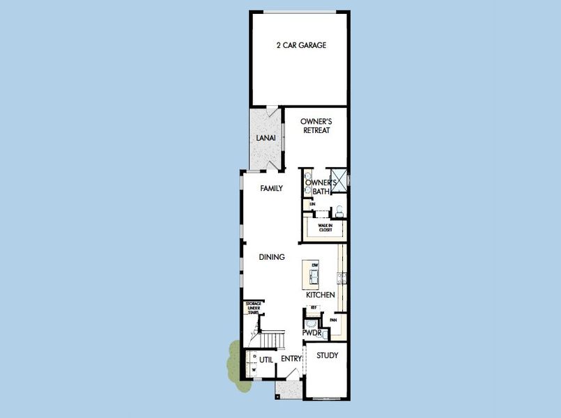 2D floor plan layout for the The Carroll by David Weekley Homes in Palmeras at Crossprairie – The Magnolia Collection, St. Cloud, FL (Image 3).