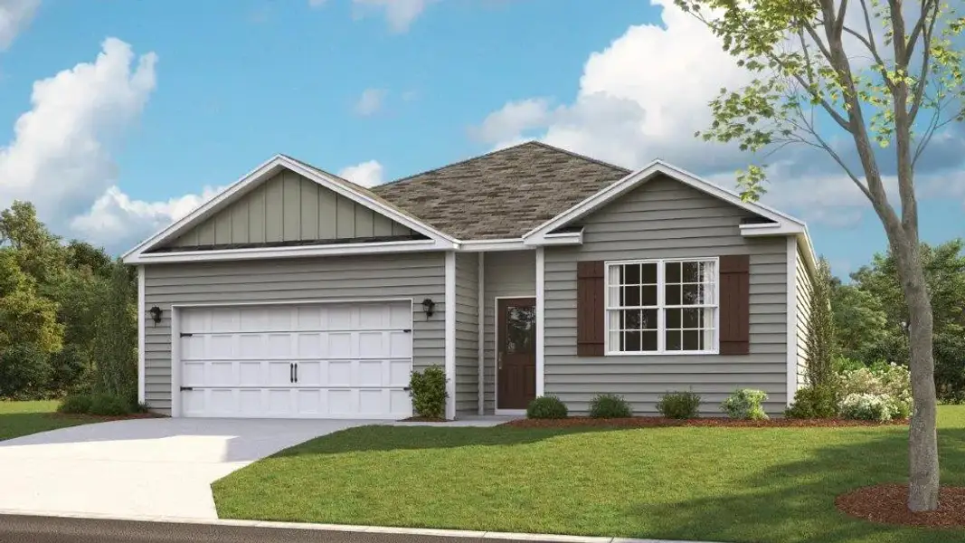 Representative exterior photo of a completed home built from the Cali by D.R. Horton in The Hideaway at Edgestone, Ooltewah, TN (Image 2).