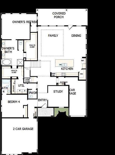 2D floor plan layout of this home in Terraces – Classics, Rockwall, TX (Image 3). 2D floor plan layout of this home in Terraces – Classics, Rockwall, TX (Image 3).