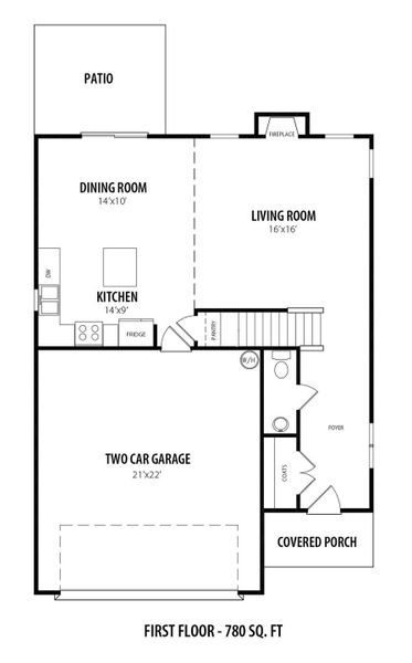 2D floor plan layout for the Palmer Plus by RiverWILD Homes in Riverwood Ranch, Clayton, NC (Image 6).
