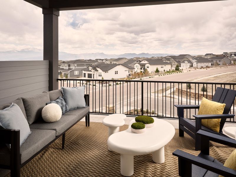 Representative exterior details of a home built from the The Castlegate by David Weekley Homes in Elevate at Wolf Ranch, Colorado Springs (Image 3).