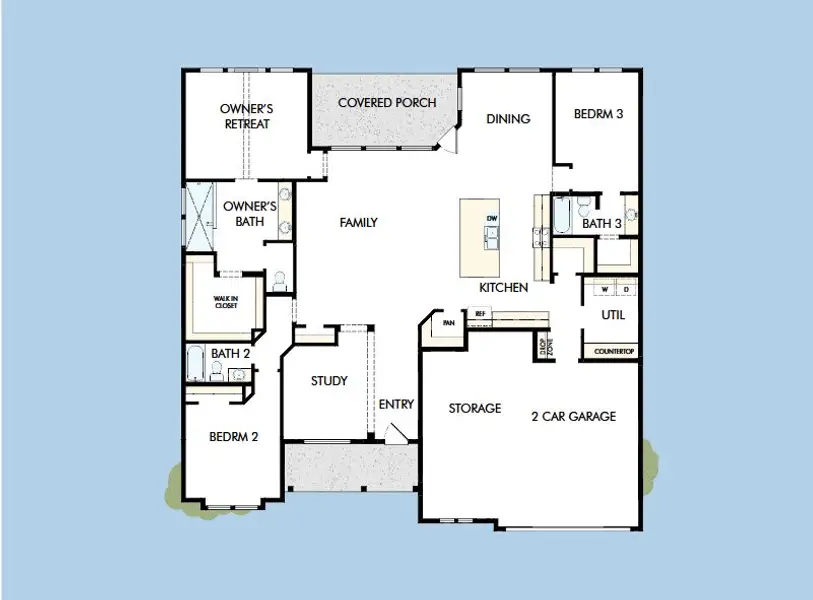 2D floor plan layout for the The Brooke by David Weekley Homes in Kissing Tree – Vista Series, San Marcos, TX (Image 3).