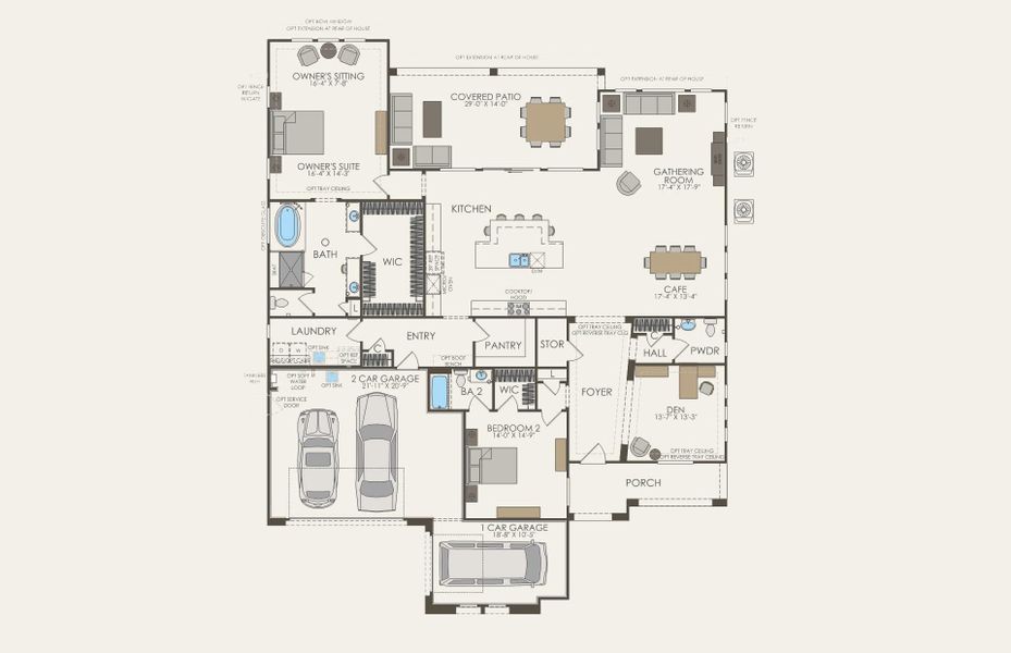2D floor plan layout for the Eternity by Del Webb in Sun City Festival, Buckeye, AZ (Image 3).