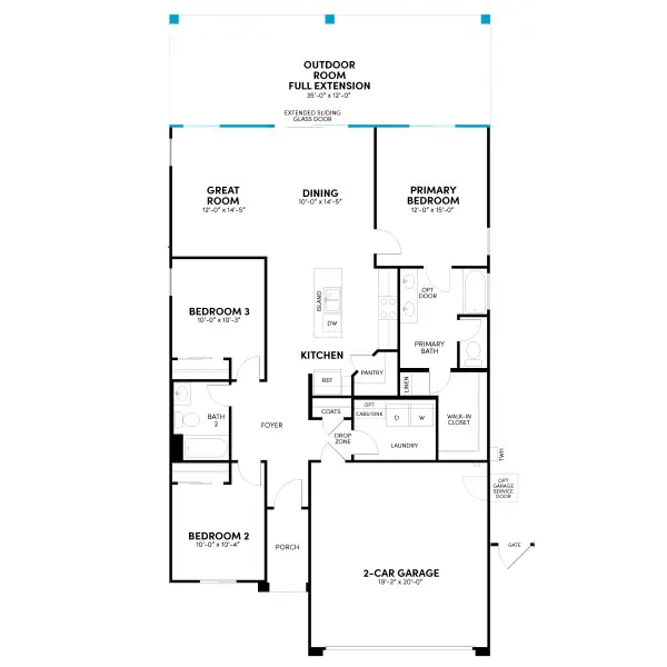 2D floor plan layout of this home in Highland Sage at Alamar, Avondale, AZ (Image 3).