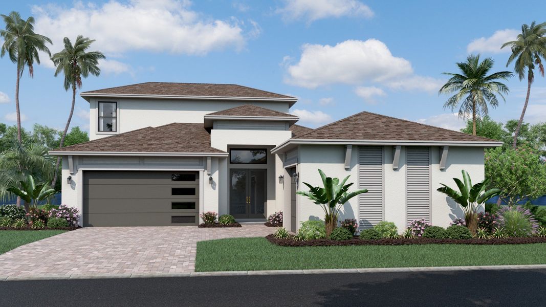 Representative exterior photo of a completed home built from the Eider by DRB Homes in Serengeti, Spring Hill, FL (Image 22).