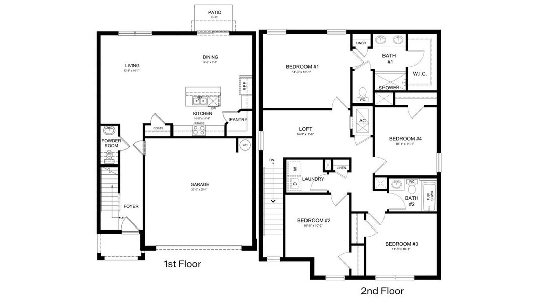 2D floor plan layout for the Crestview by D.R. Horton in Woodcreek, Wesley Chapel, FL (Image 3).