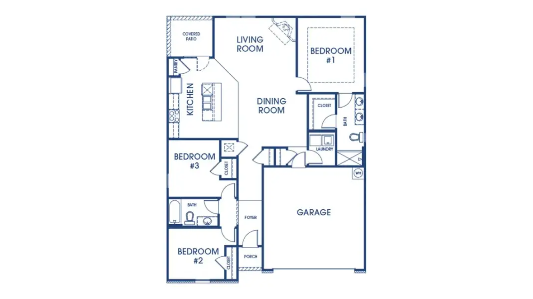 2D floor plan layout for the Kerry by D.R. Horton in Walden Ridge, Macon, GA (Image 3).